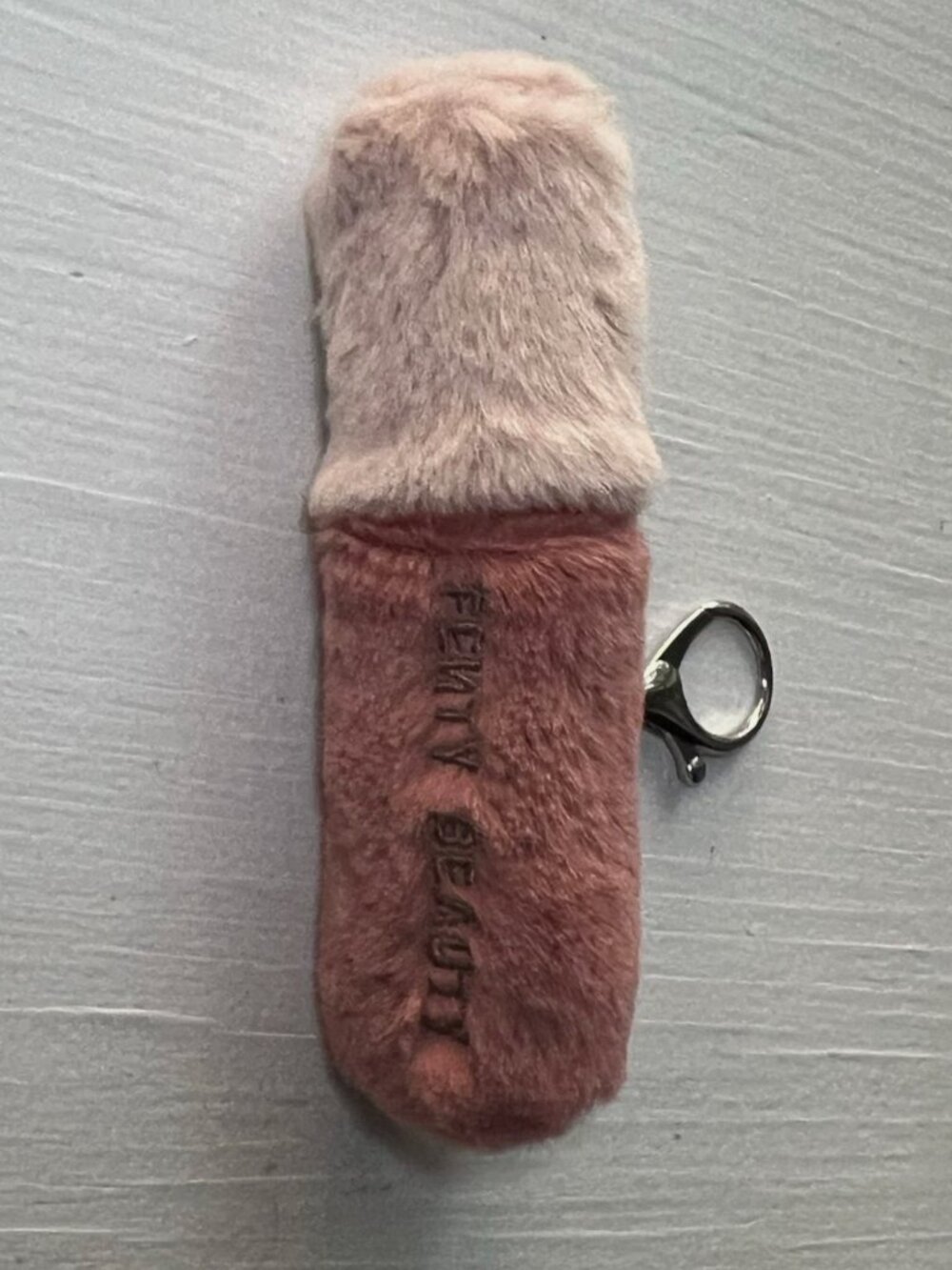 Fenty Beauty Fuzzy Plush Lip Gloss Bomb Holder Keychain Cute Limited Edition New
